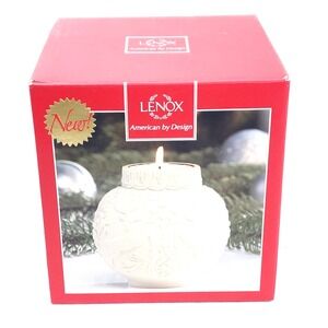 NEW LENOX Christmas Ornamental Glow Winter Damask 4" Votive VICTORIAN NATIVITY